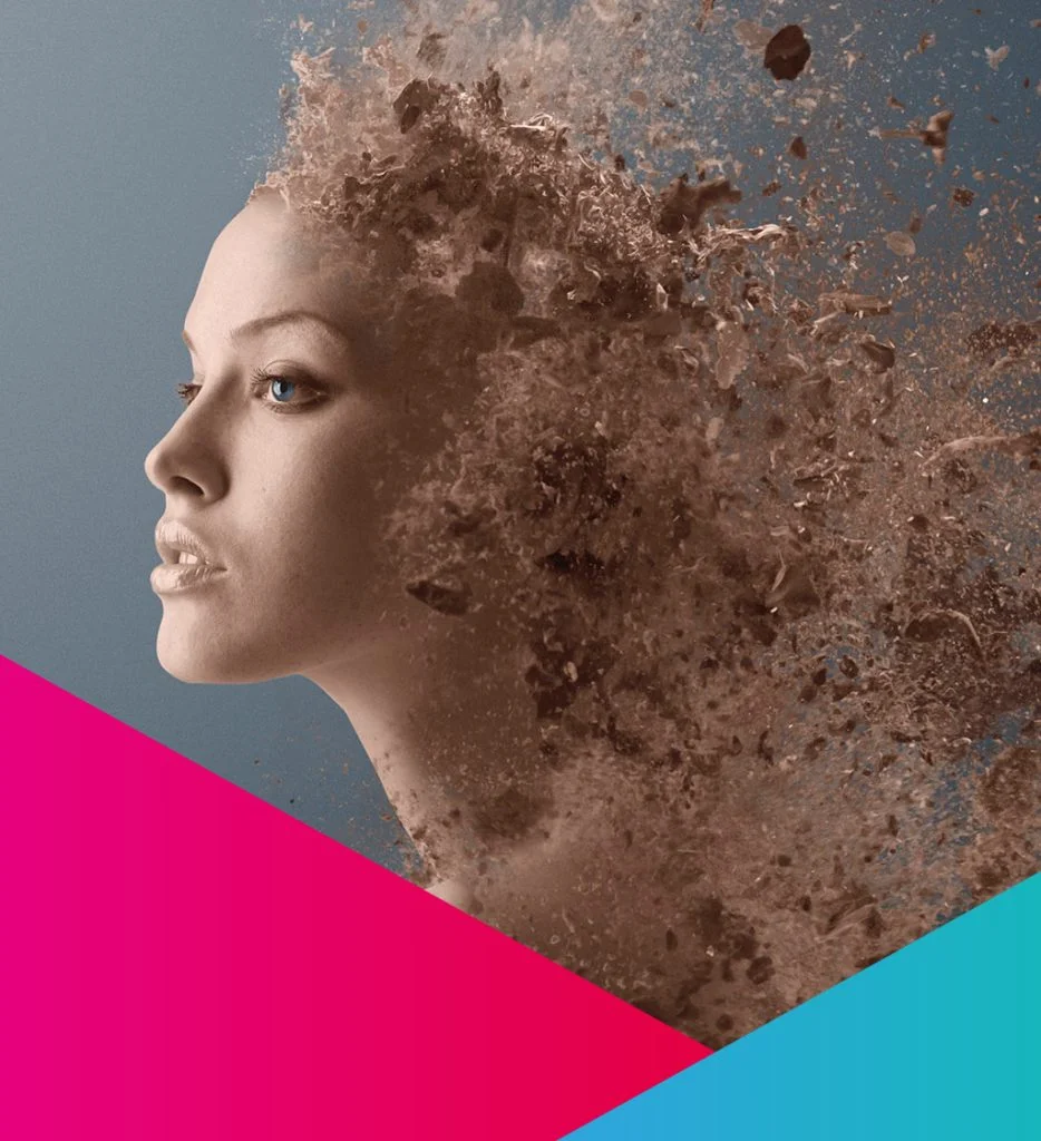 Lady turning into make up powder